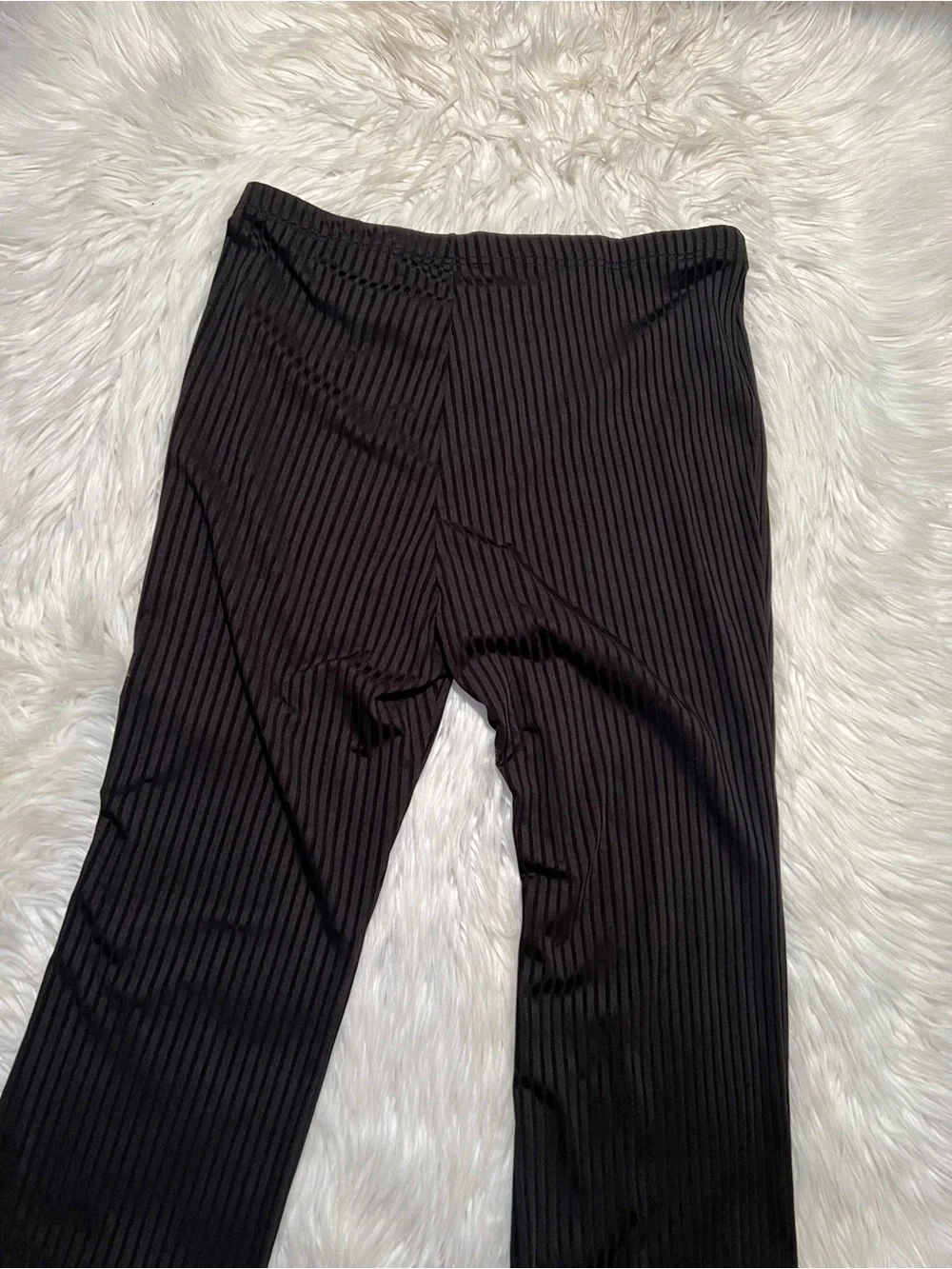 Shein Curve Women's Plus Size 2XL EZWear Ribbed Flared Bell Bottom Pants Black
